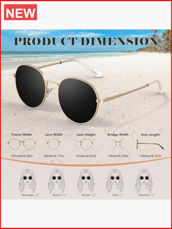 Retro Round Polarized Sunglasses Spring Hinge Metal Frame Oval Sun Glasses
